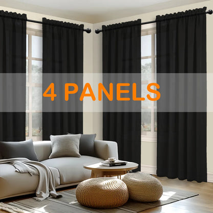 4pcs Light Filtering Curtains - Fade-Resistant   Rod Pocket