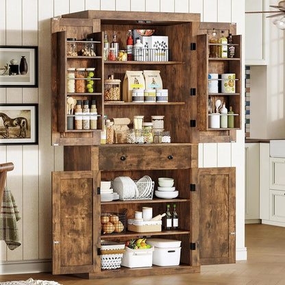 Kitchen Pantry Storage Cabinet 4 Doors Drawer