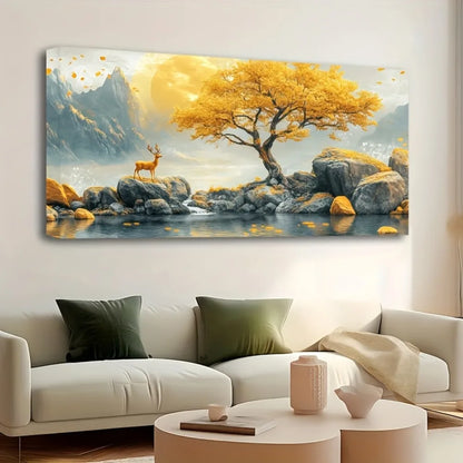 pine wood abstract yellow tree painting