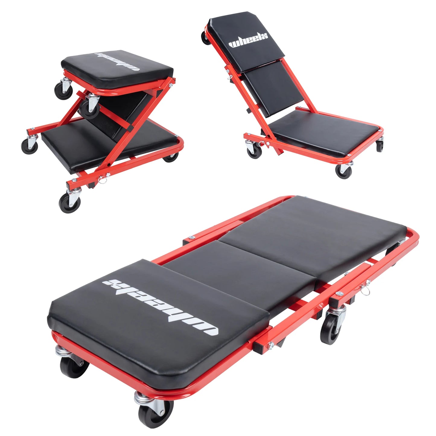 3-in-1 Rolling Mechanic Creeper Z Seat, Foldable