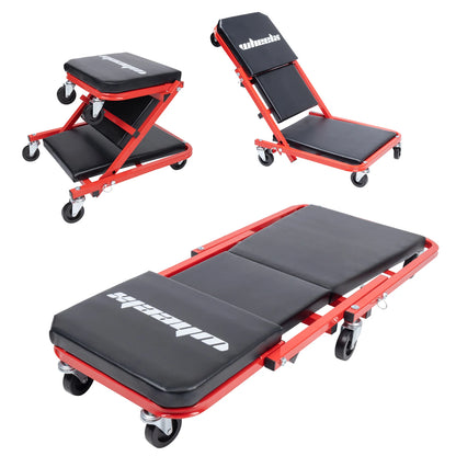 3-in-1 Rolling Mechanic Creeper Z Seat, Foldable