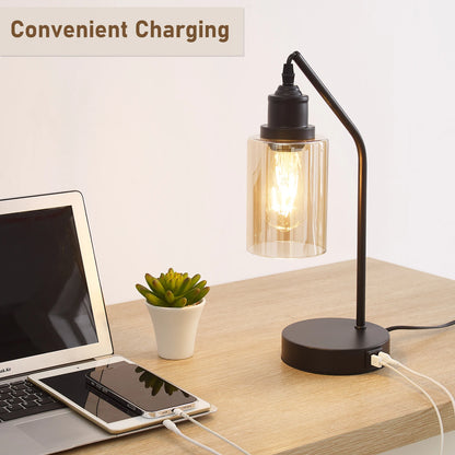 2-Pack Industrial Nightstand Lamp, 3-Way Dimmable