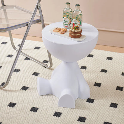 Flat head side coffee table cream style,