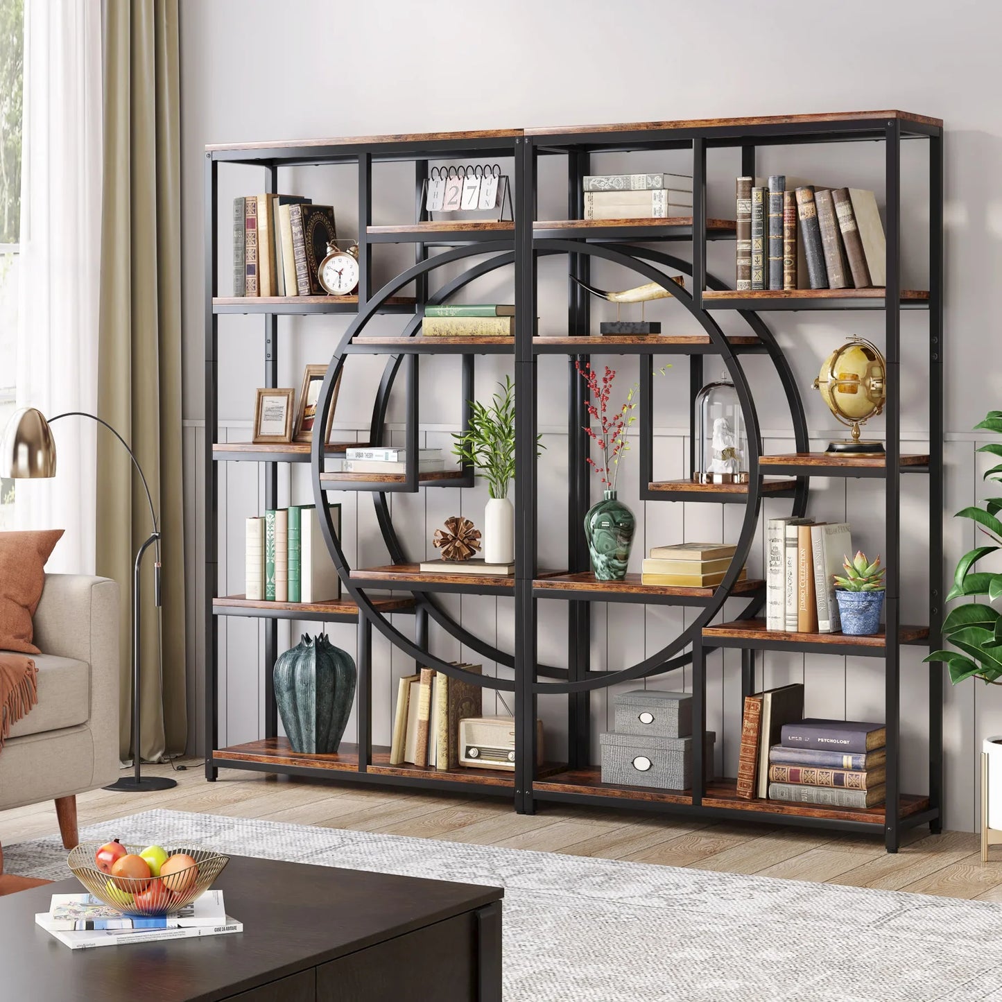 Industrial 5 Tier Freestanding Tall Bookshelves