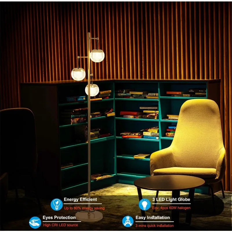 Tree Standing Lamp 3 Elegant Teardrop LED Bulbs