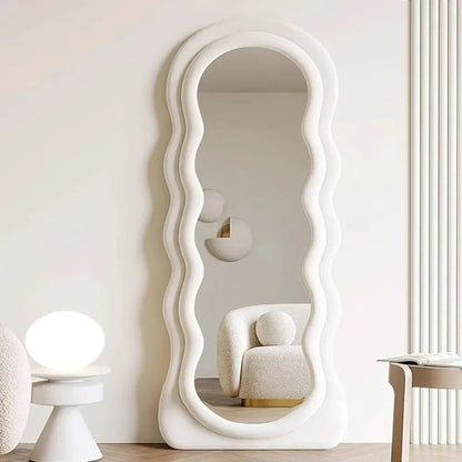 Arched large mirror with lights, modern design.