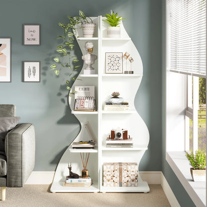 Modern 5-Tier Wall Corner Bookshelf Storage