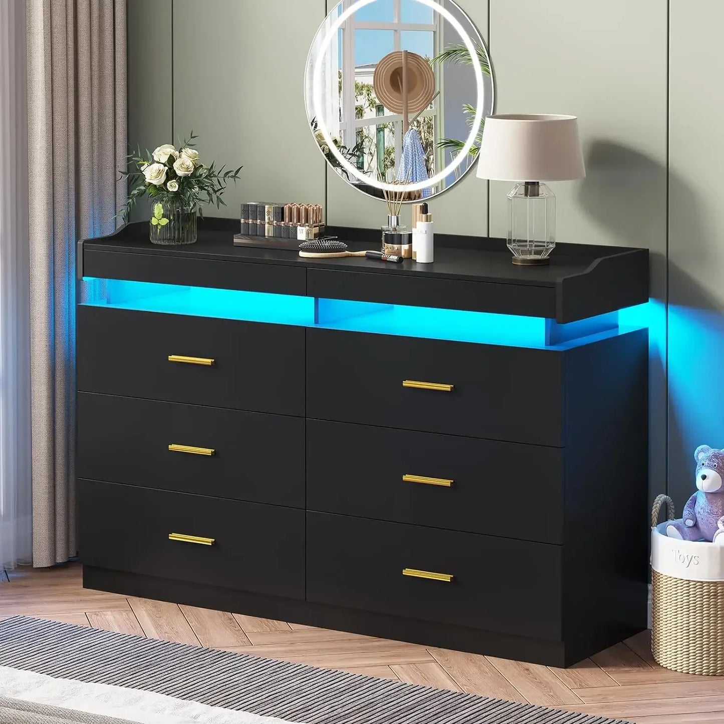 Dresser 9 Drawer with LED  Drawer Organizer
