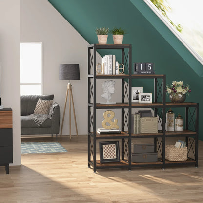 12 Shelves Bookshelf, Ladder Stepped Corner Bookshelf