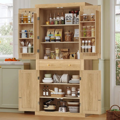 Kitchen Pantry Storage Cabinet 4 Doors Drawer