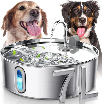 Large Dog Stainless Water Fountain Water Bowl