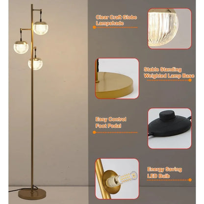 Tree Standing Lamp 3 Elegant Teardrop LED Bulbs