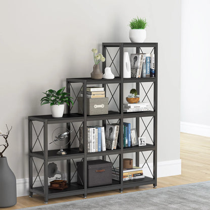 12 Shelves Bookshelf, Ladder Stepped Corner Bookshelf