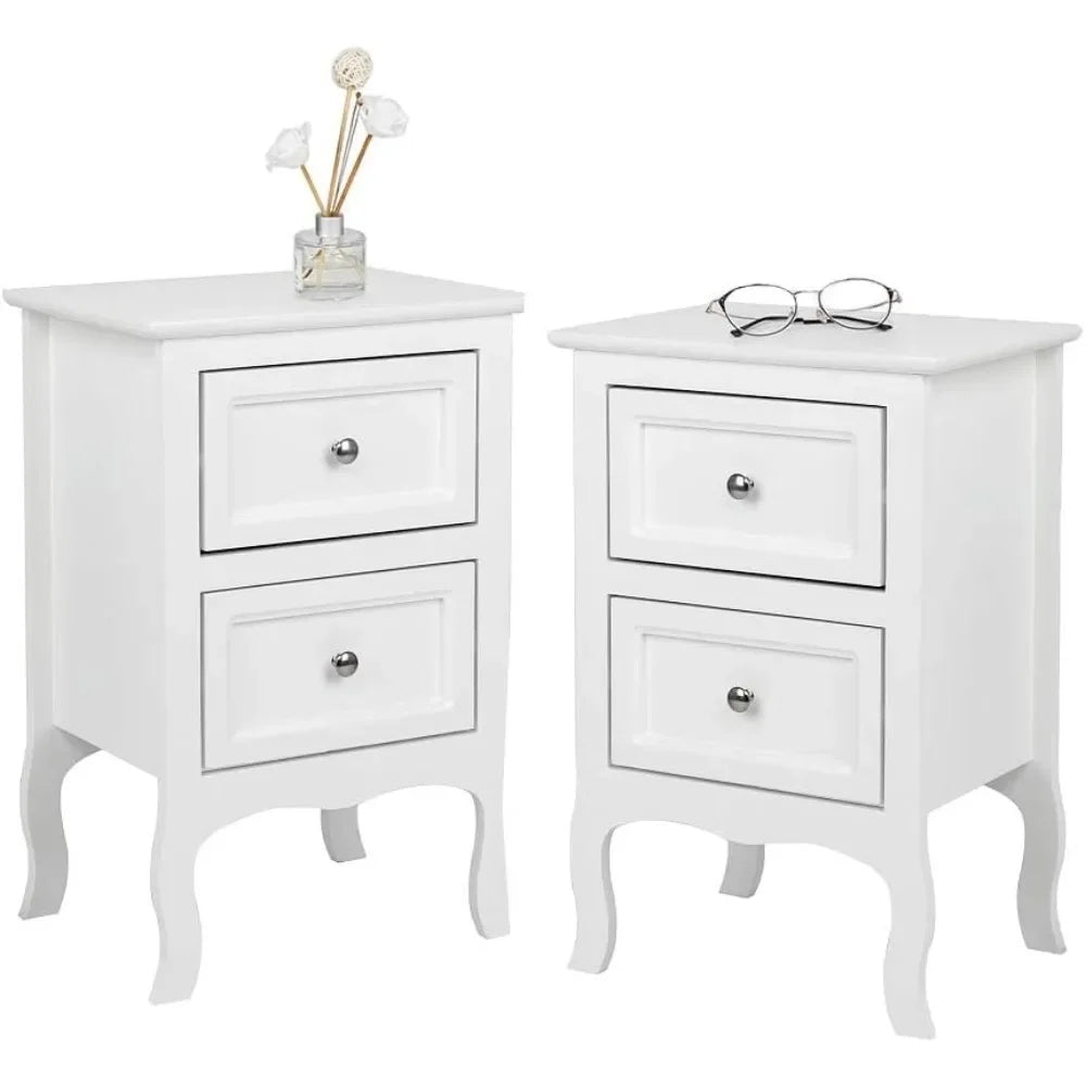 2 Small White Nightstand/Tables 2 Drawers,