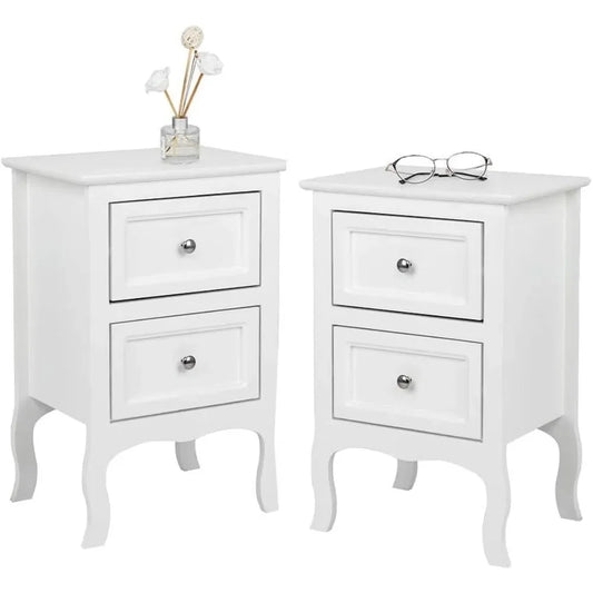 2 Small White Nightstand/Tables 2 Drawers,