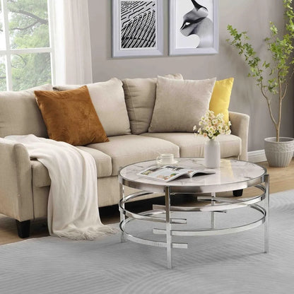 Coffee Table Marble Stone Silver Living room