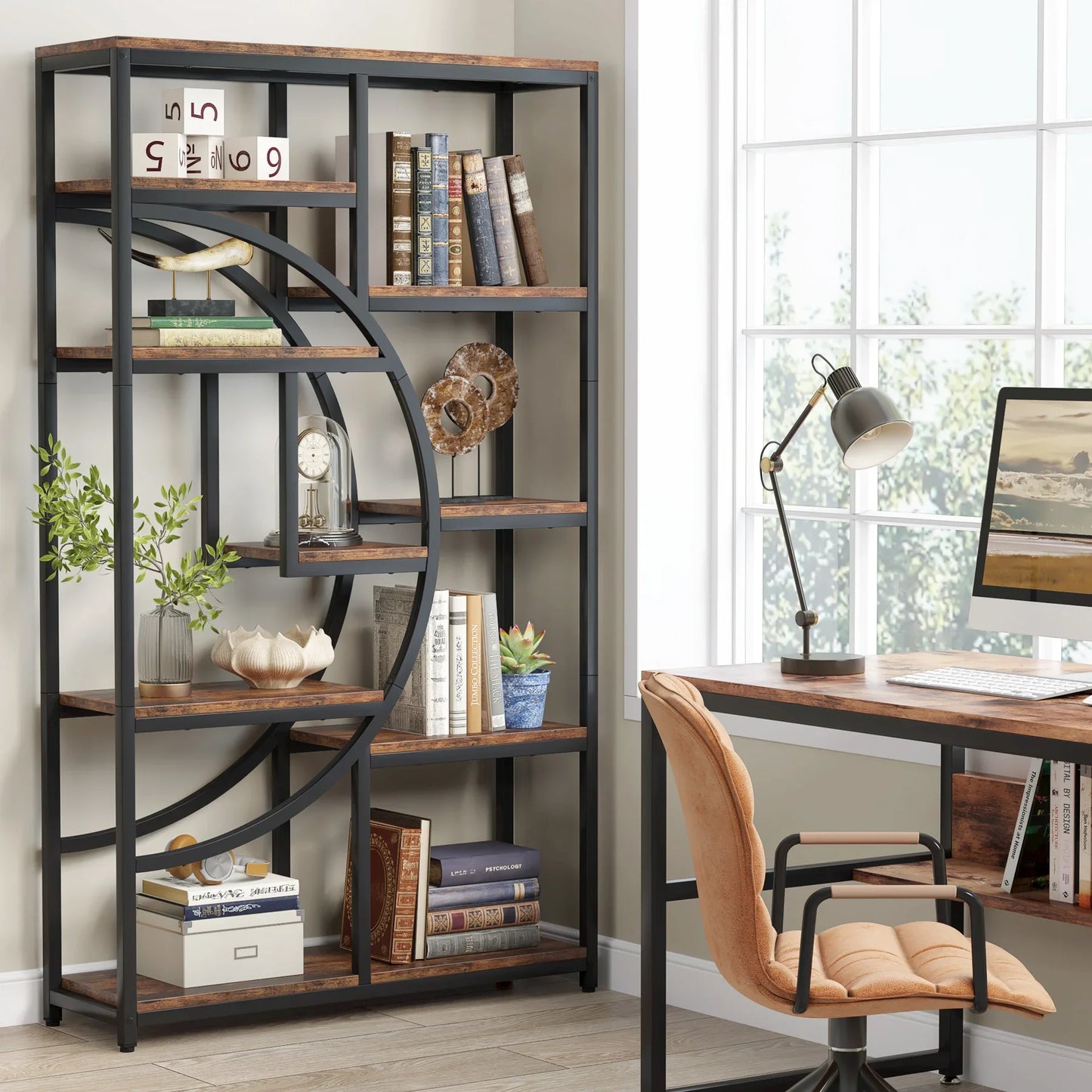 Industrial 5 Tier Freestanding Tall Bookshelves