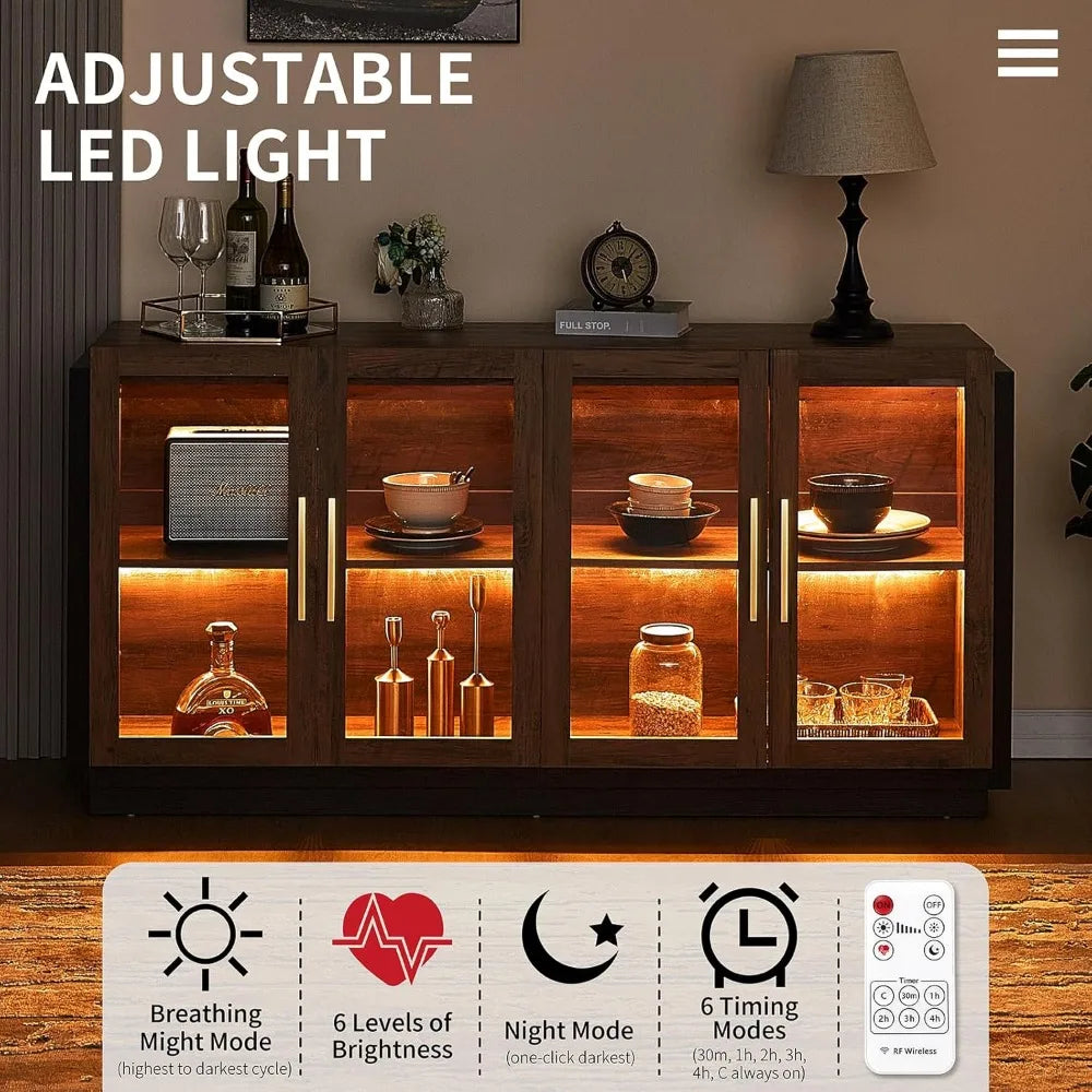 Cabinet with Storage, Glass Door, Buffet Cabinet