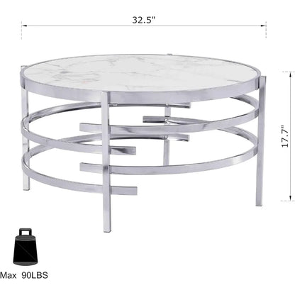 Coffee Table Marble Stone Silver Living room