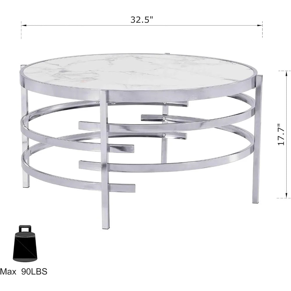 Coffee Table Marble Stone Silver Living room