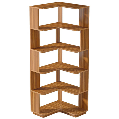 6 Tier Bookshelf  Wood Grain Corner Shelf