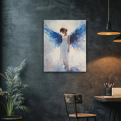 Angel Image  Canvas  Blue Wings Wooden Frame