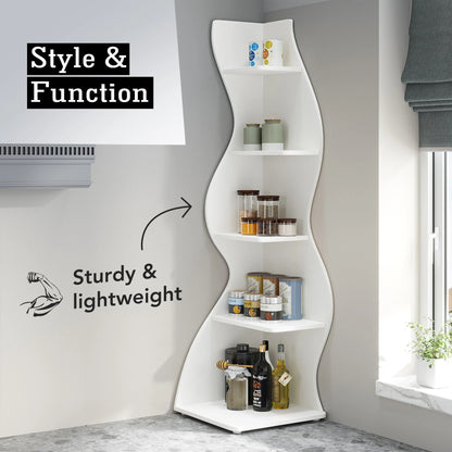 Modern 5-Tier Wall Corner Bookshelf Storage