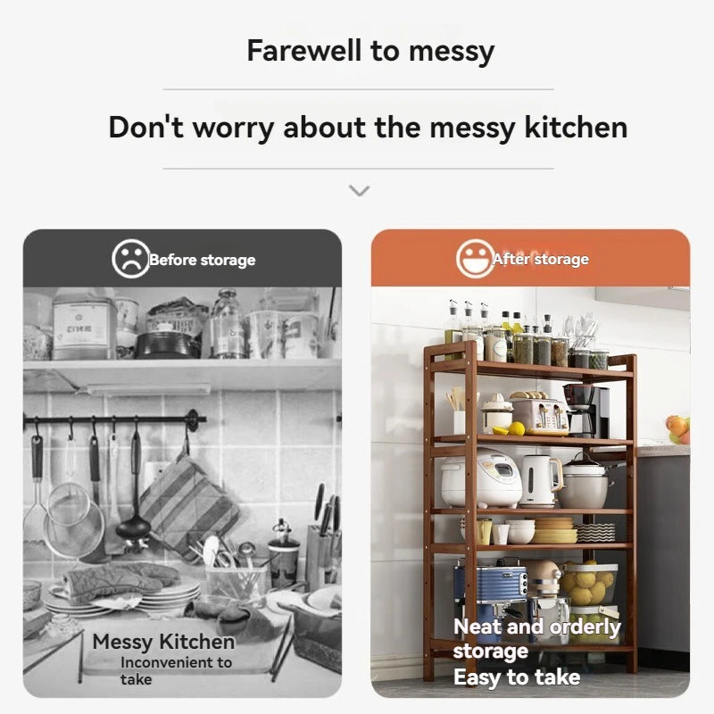 Kitchen shelf, floor standing multi-layer shelf,