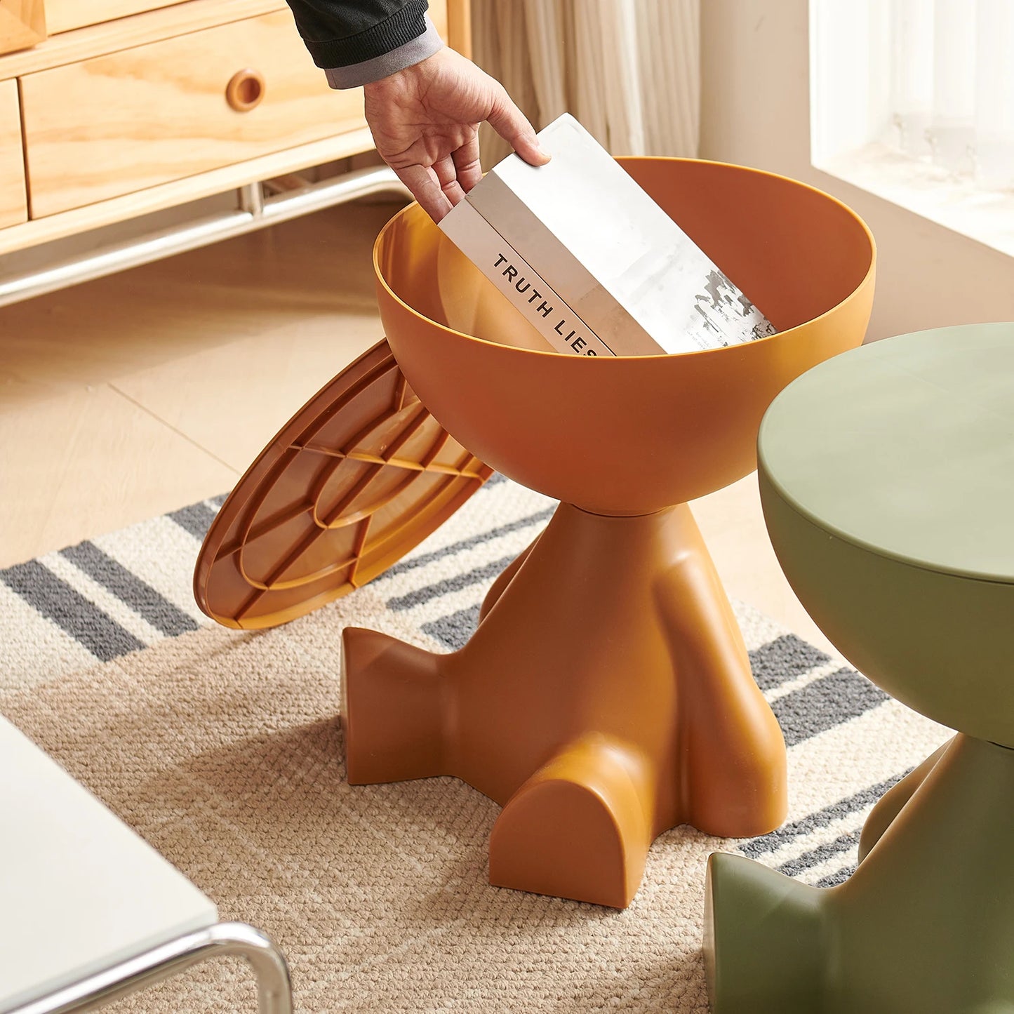 Flat head side coffee table cream style,