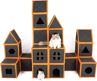 Modular Multi-Level Cat House with Scratching Post