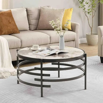 Coffee Table Marble Stone Silver Living room
