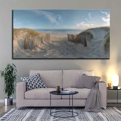 Thick pine frame mural ocean landscape painting