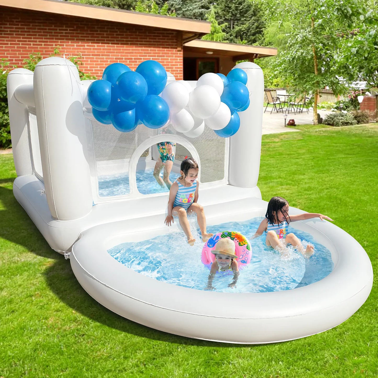 White Bounce House Ball Pool indoor, outdoor