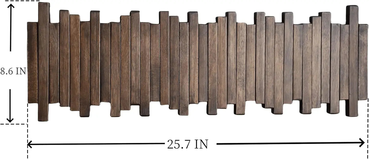Natural Wood Wall-Mounted Coat Rack with Hooks