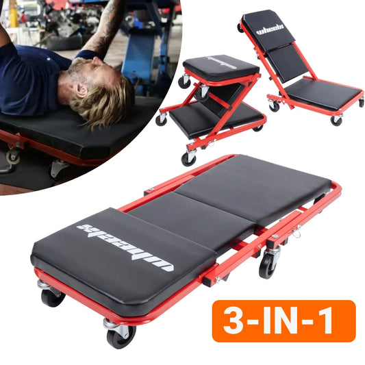 3-in-1 Rolling Mechanic Creeper Z Seat, Foldable